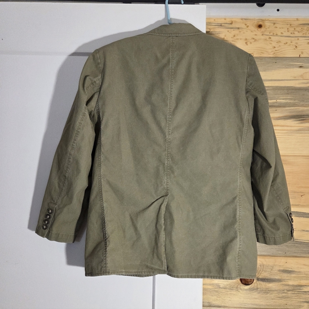 Vintage LL Bean Cotton Sage Green Khaki Tailored Blazer Coat Mens size 40 Short - Picture 4 of 9